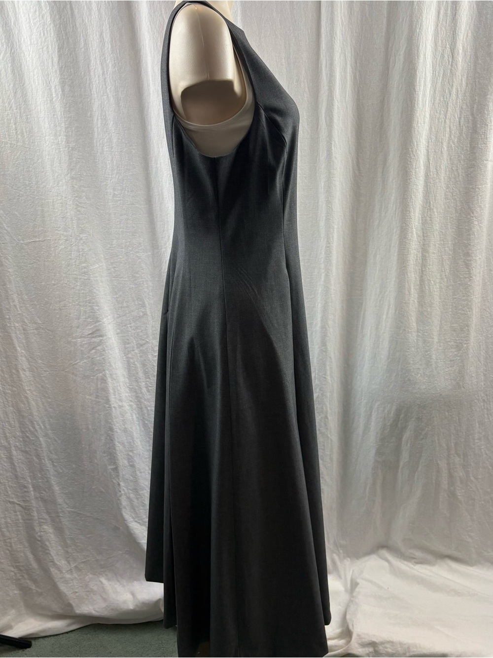 Babaton Gardenia Heather  Charcoal Sleeveless Boatneck Midi Dress 10 - Picture 10 of 15